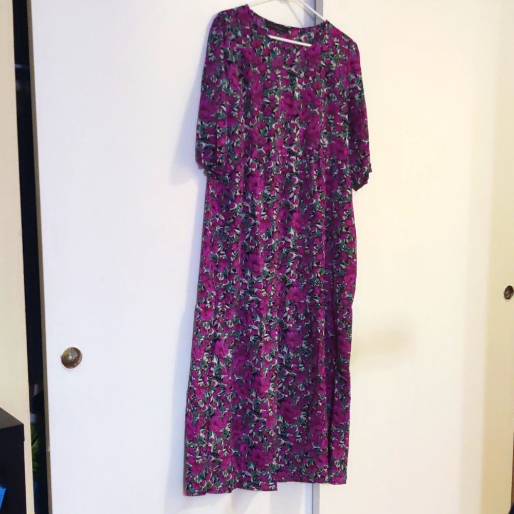 Half Sleeve Floral Maxi Dress L NWOT